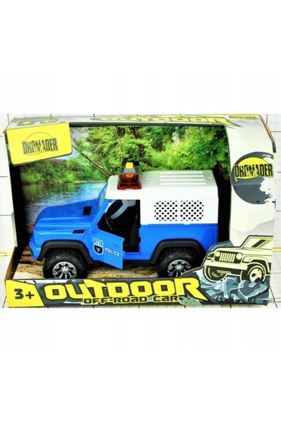 Dromader Jeep off-road cu uși care se deschid, lumini de poliție și sunete.