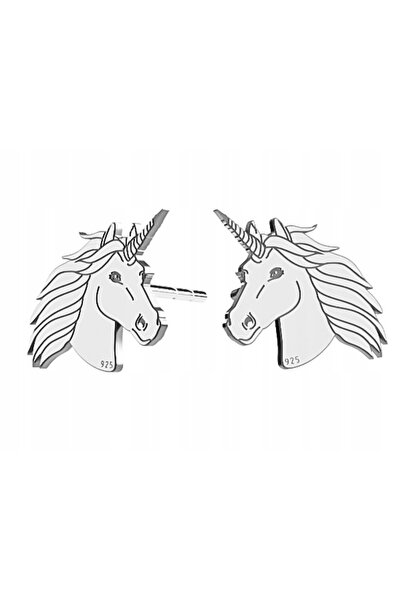 NO BRAND Cercei mari de argint pentru femei în formă de unicorn, cu închidere...