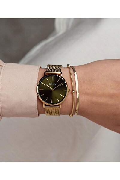 NO BRAND Set cadou BOWA New York Petite Green-Gold Mesh 34 (ceas + brățară)