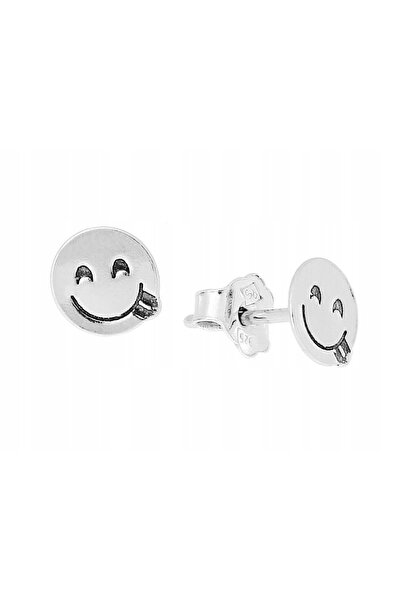 NO BRAND Cercei din argint cu emoticon față zâmbitoare, tip inel, cu închider...