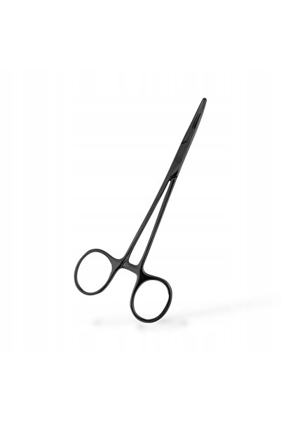 NO BRAND Clește negru pentru piercing, oțel chirurgical, 14cm, 1 bucată
