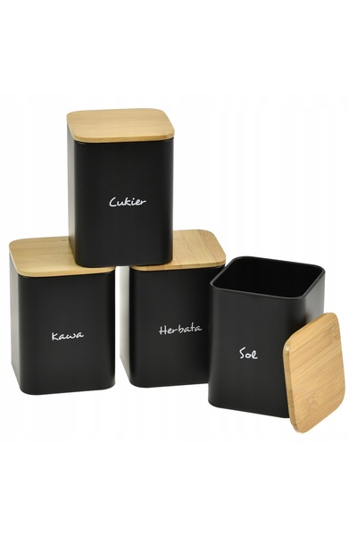 KRISBERG Set de 4 recipiente pentru cafea, ceai, zahăr, sare 13.5x9.5cm