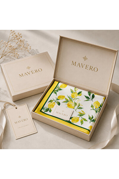 Mavero Women's Scarf 50X50 cm Lemon Patterned Yellow Floral Stylish Neck and ...