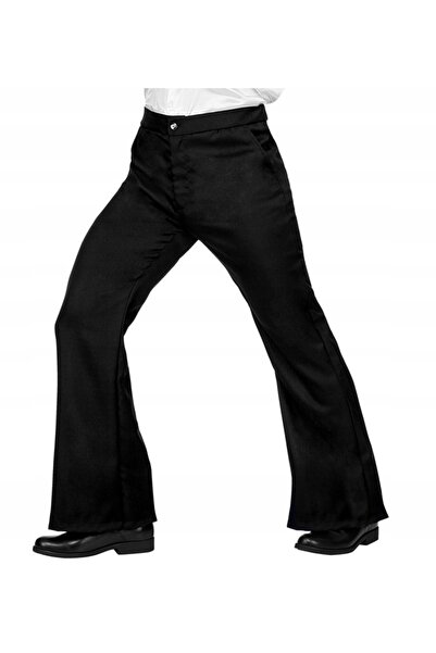 Widmann Pantaloni bărbați negri, stil disco, evazați, retro anii '70 '80, L/X...