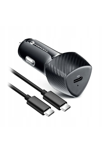 Forcell Încărcător auto Carbon USB-C PD 20W + Cablu USB-C