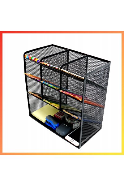 Aptel ORGANIZATOR DE BIROU DIN METAL PENTRU ACCESORII ȘI STILOU, CU 10 COMPAR...