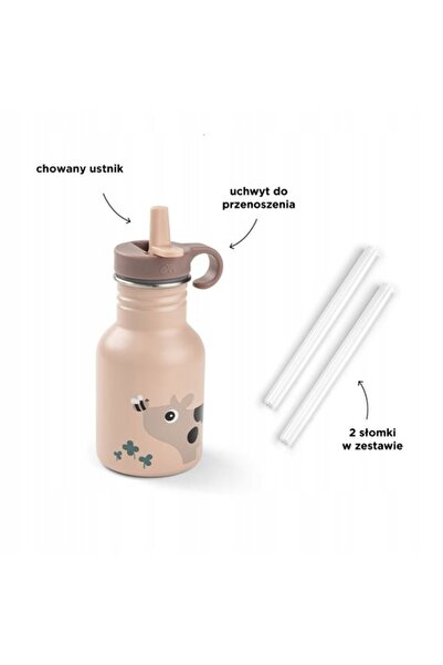 NO BRAND Sticlă din oțel cu duză de băut, 350ml, Tiny Farm Powder, 1011601, m...