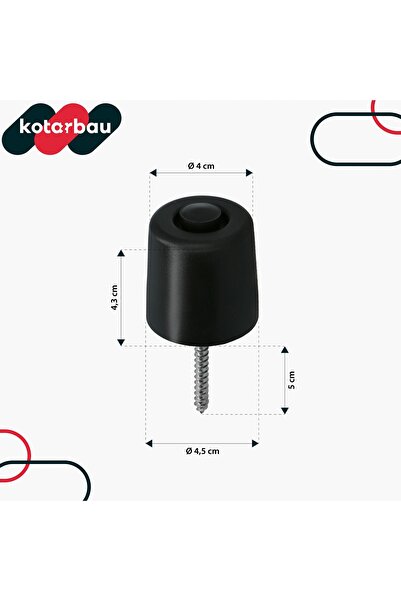 NO BRAND Opritor de ușă din cauciuc negru de 43MM, 10 bucăți