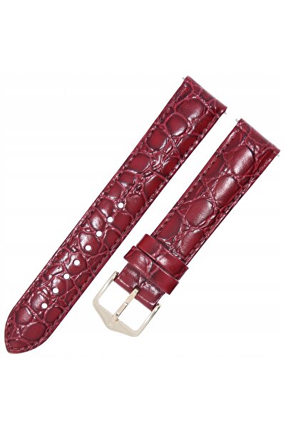 NO BRAND HIRSCH Crocograin M - BURGUNDY - 17mm - Curea de ceas din piele