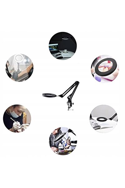 NO BRAND Lampă LED cosmetică de birou cu efect de mărire – 3 culori de lumină