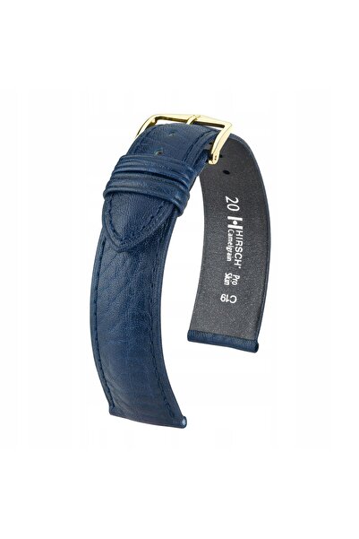 NO BRAND HIRSCH Camelgrain L - ALBASTRU MARIN - 18mm - Curea de ceas din piele