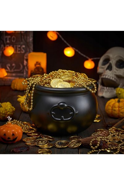 NO BRAND Biserică neagră mare, 19,1 cm, pentru Halloween, găleată pentru dulc...