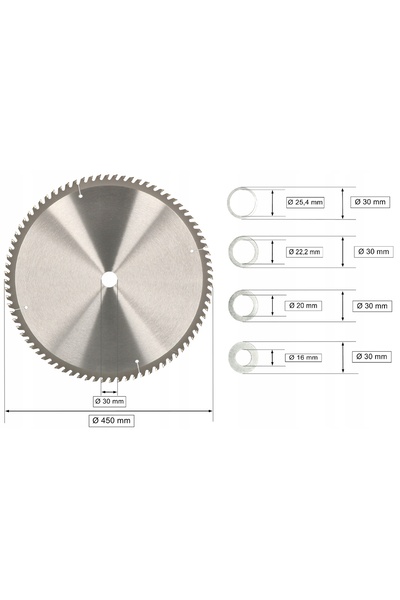 NO BRAND FERĂSTRĂU CIRCULAR DE 450 MM PENTRU LEMN, DISC CU VÂRFURI WIDIA ⌀30 ...