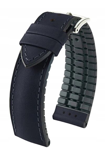 NO BRAND HIRSCH James L - NEGRU/Negru - 20 mm - Curea din piele și cauciuc pe...