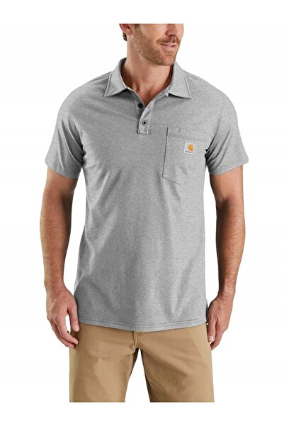 Carhartt Tricou polo pentru bărbați Force Midweight Pocket Heather Grey - L