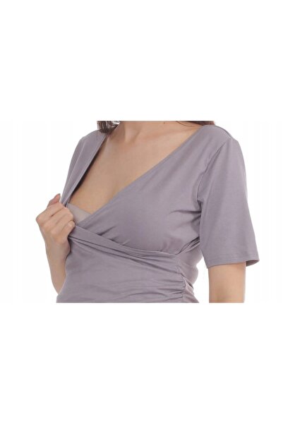 NO BRAND Bluză de maternitate, mărimea 2XL/3XL, pentru alăptare, cu mânecă sc...