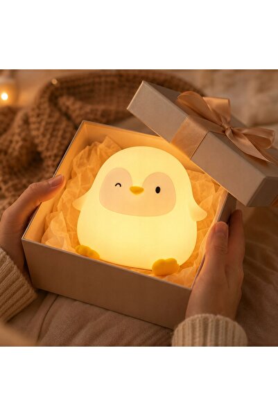 NO BRAND Lampă de veghe LED Pinguin pentru copii, din silicon moale la atinge...