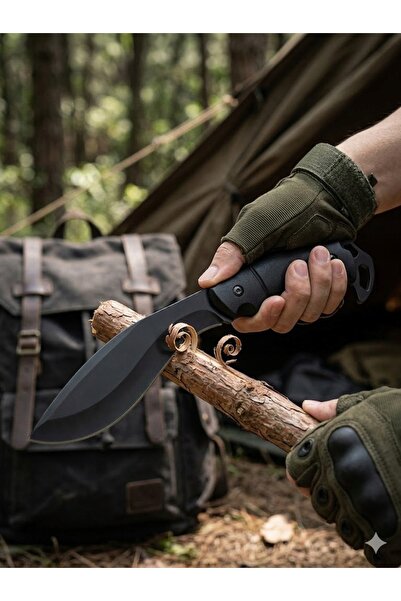 NO BRAND Cuțit pliant tactic tip Kukri, negru, EDC, pentru camping și supravi...