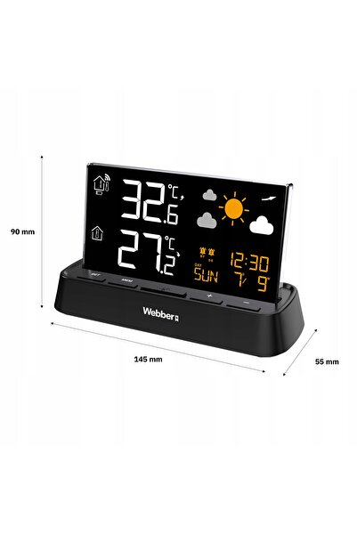 WEBBER Stație meteo WS206 DCF Termometru de exterior Presiune Ceas cu alarmă POG