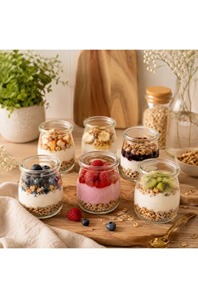 NO BRAND Borcane de sticlă pentru deserturi JOGURT, 100 ml, borcane pentru de...