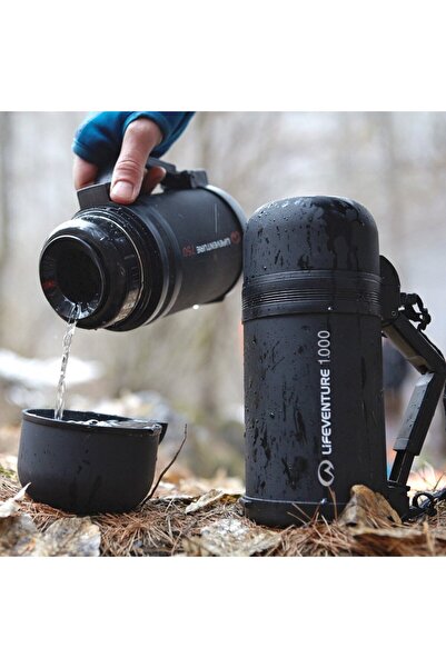NO BRAND Termos Lifeventure TiV cu gura largă 800 ml Negru