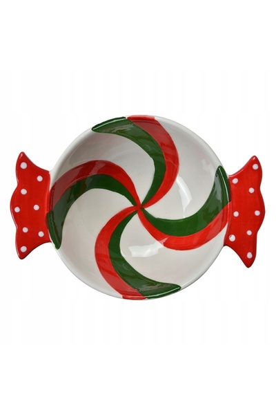 NO BRAND Bol din porțelan cu motiv roșu-verde C&E