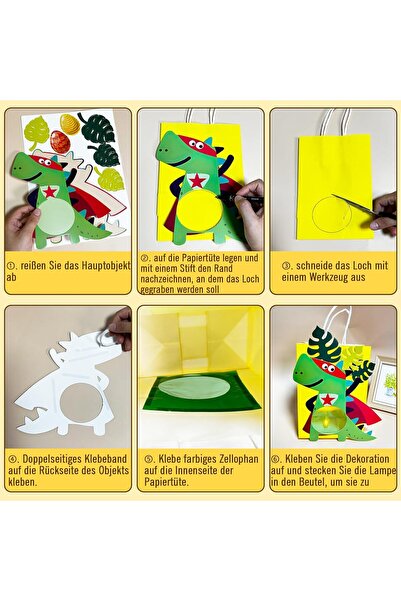 NO BRAND Lămpi decorative DIY pentru copii cu dinozauri, cadou x6