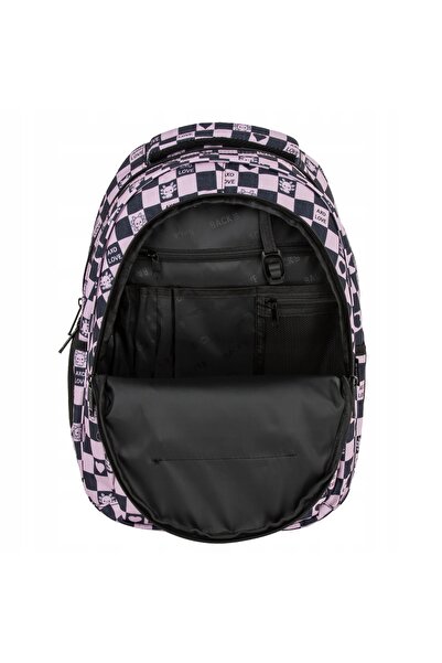 NO BRAND Rucsac școlar cu multiple compartimente, negru, roz, 26 L