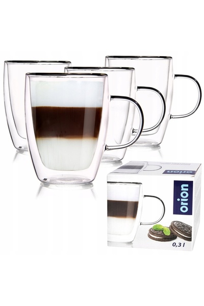 NO BRAND 4x Pahar termic cu perete dublu din sticlă pentru cafea, latte, ceai...