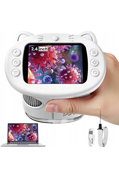 NO BRAND Microscop digital LED de buzunar cu cameră 1000x 2.4" IPS HD 8 LED-uri