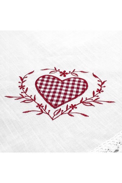 NO BRAND Față de masă din poliester JEDEKA FLORENCE HEART WHITE 130 x 180 cm K3