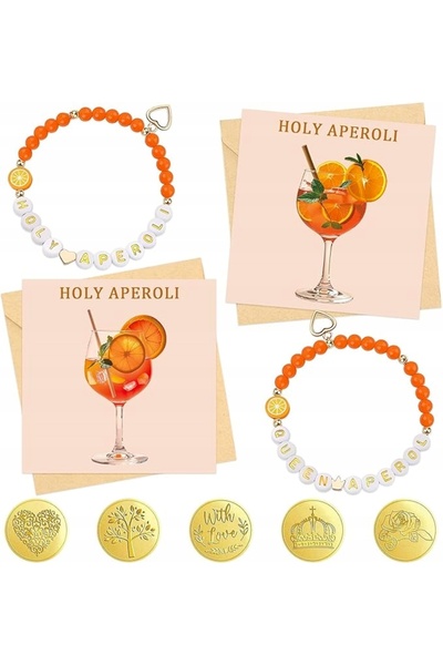 NO BRAND Set cadou Aperol Spritz cu brățară și felicitare pentru iubitorii de...