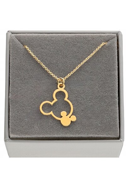 NO BRAND Colier cu lanț de aur, Mickey Mouse stil celebritate, argint 925, 40 cm