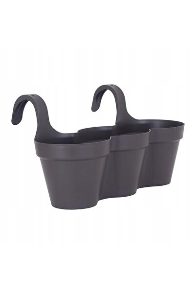 NO BRAND Jardinieră solidă alungită pentru balcon, triplă, culoare grafit, mo...