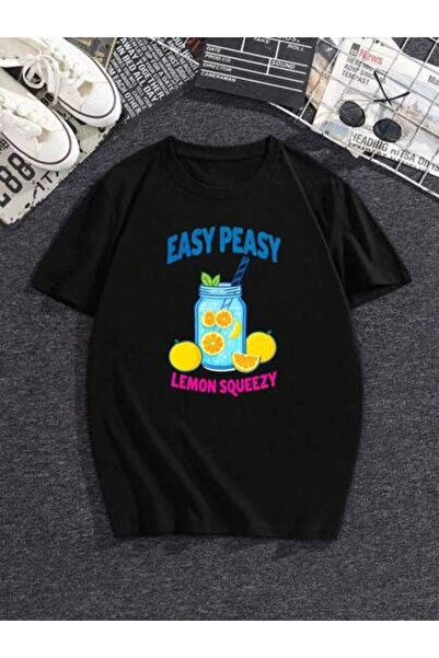 k222 تي شيرت نسائي بتصميم "Easy Peasy Lemon Squeezy": قميص قصير الأكمام بأسلو...