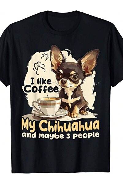 26LIK تي شيرت Fun Chiwawa Dog I Like Coffee My Chihuahua Gift للجنسين