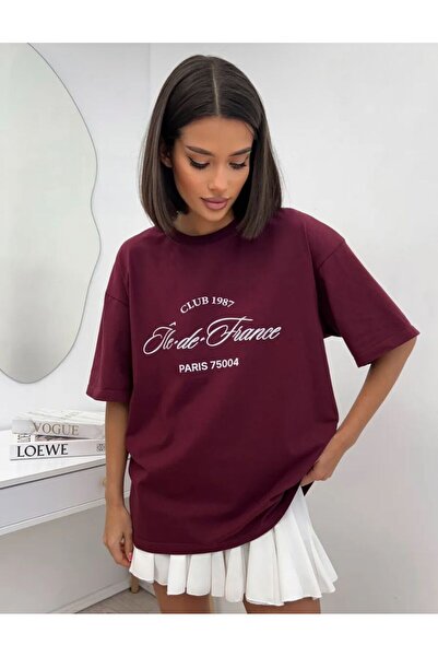 ZAVIXO Oversize Paris Text Printed Crew Neck Short Sleeve Loose T-Shirt