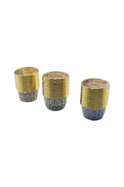 Generic Brand Set of 20 Muffin Cake Capsules - Paper - Gold - Foil Lined Import