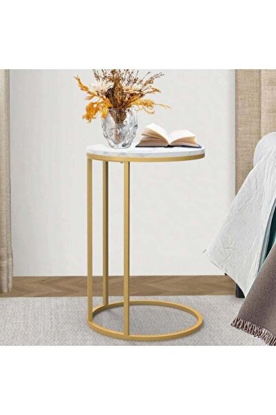 DubaiGallery Modern Gold Round Side Table, NU-81090 1-Piece Accent Table Set ...