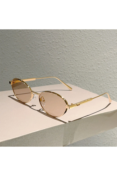 choice2 Champagne Fashion Ocean Lenses Oval Sunglasses Women Men Metal Frame ...