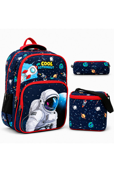miço kids Astronaut Patterned Children's School Bag Set – 3-Compartment Ortho...