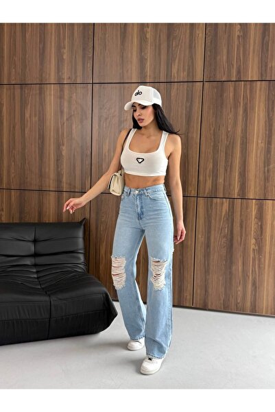 Demhana Boutique Ψηλόμεσο τζιν με φαρδιά μπατζάκια