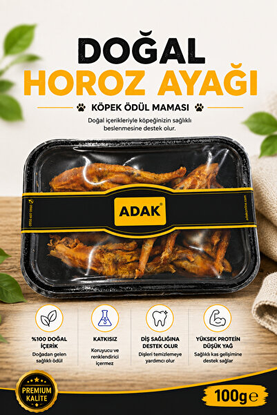 adak Doğal Horoz Ayağı Köpek Ödül Maması 100 G Kurutulmuş Katkısız Doğal Çiğn...