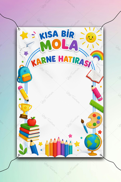 Yogi Tasarım Kısa Bir Mola Karne Hatırası Temalı Fotoğraf Çekim Afişi Dikey 1...