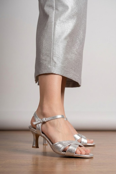 Solly Zeyn 4145 Silver Evening Dress Heeled Women's Shoes