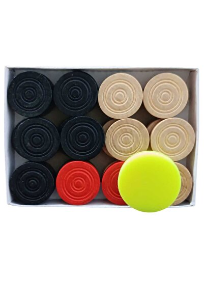 VLLOYA 24Pcs Wooden Kirm Game Coin Set, with Stickeral-9340