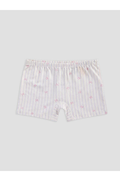 LC Waikiki Rmz Gi̇yi̇m Farkiyla Striped and Bow Embroidered Girls' Boxer