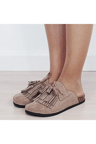 La Bottine Souriante Sandale de damă deschise kaki cu franjuri BDL1093 01