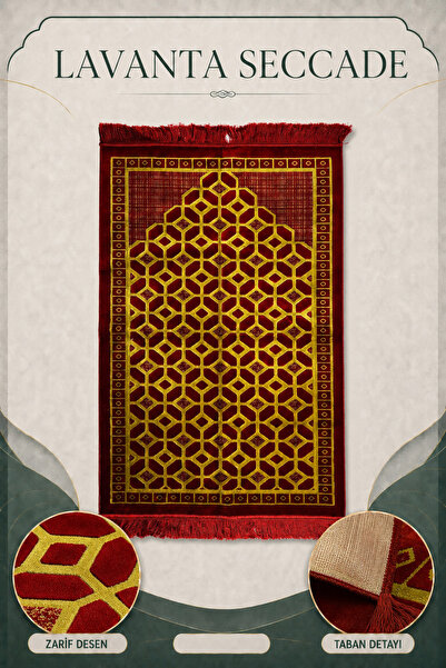 İlkbenaldim Lavender Prayer Rug Velvet Soft Textured Premium Prayer Mat 80X12...