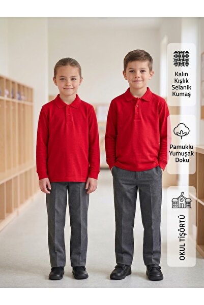 monny Thick Winter Unisex Girls' and Boys' Polo Collar School Uniform Made of...